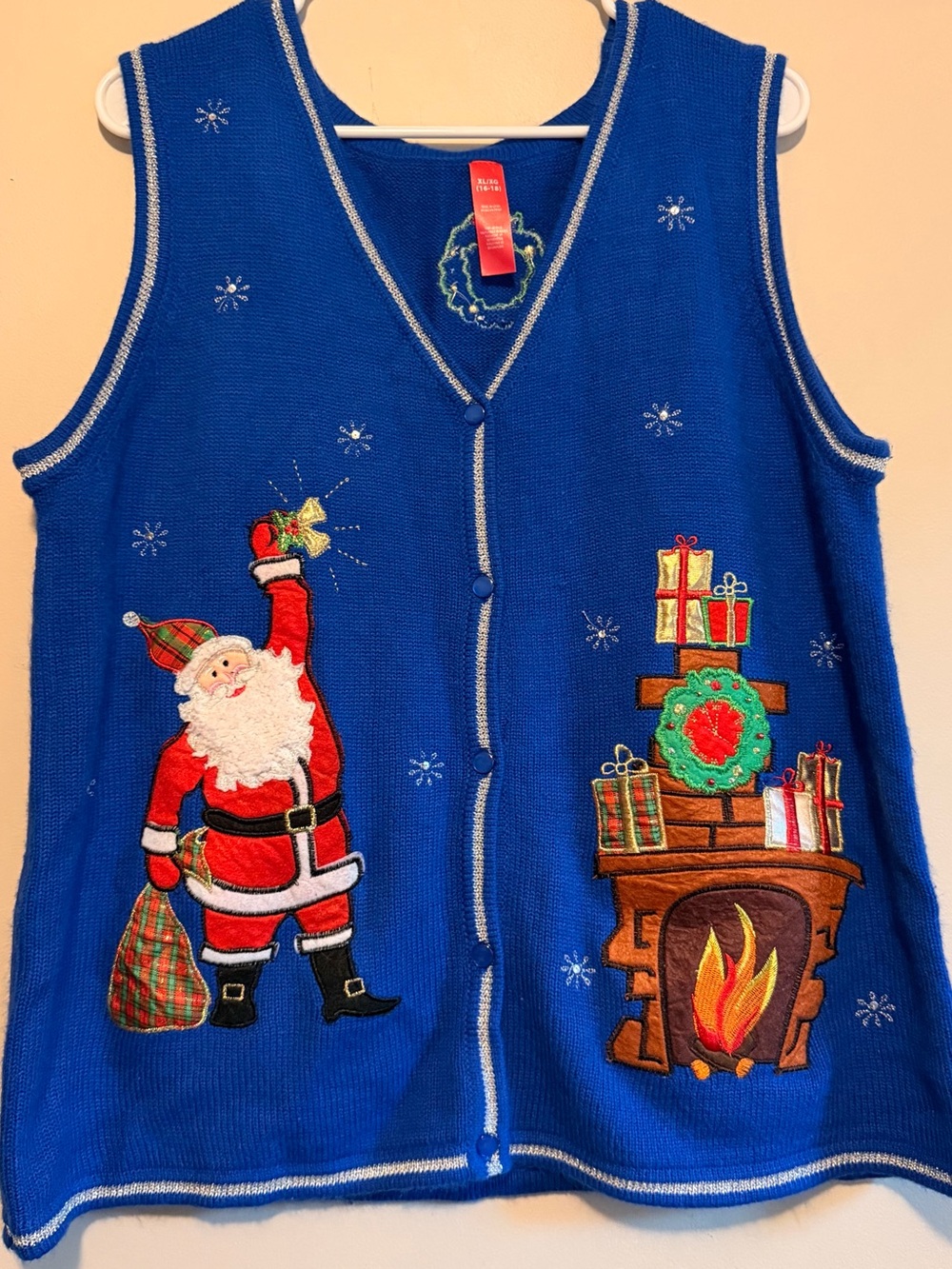 Vintage 90’s Royal Blue Christmas Sweater Vest size XL 16/18